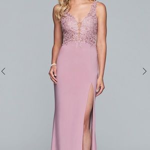 Faviana Muave Lace Bodice W/ Slit Prom Dress 10204